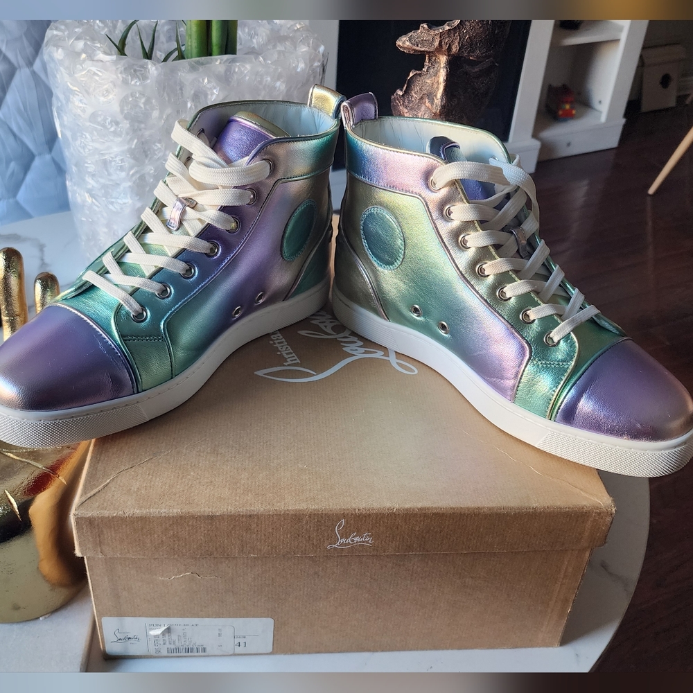 Christian Louboutin Fun Louis Leather High-Top Sneakers US Men's Size 8